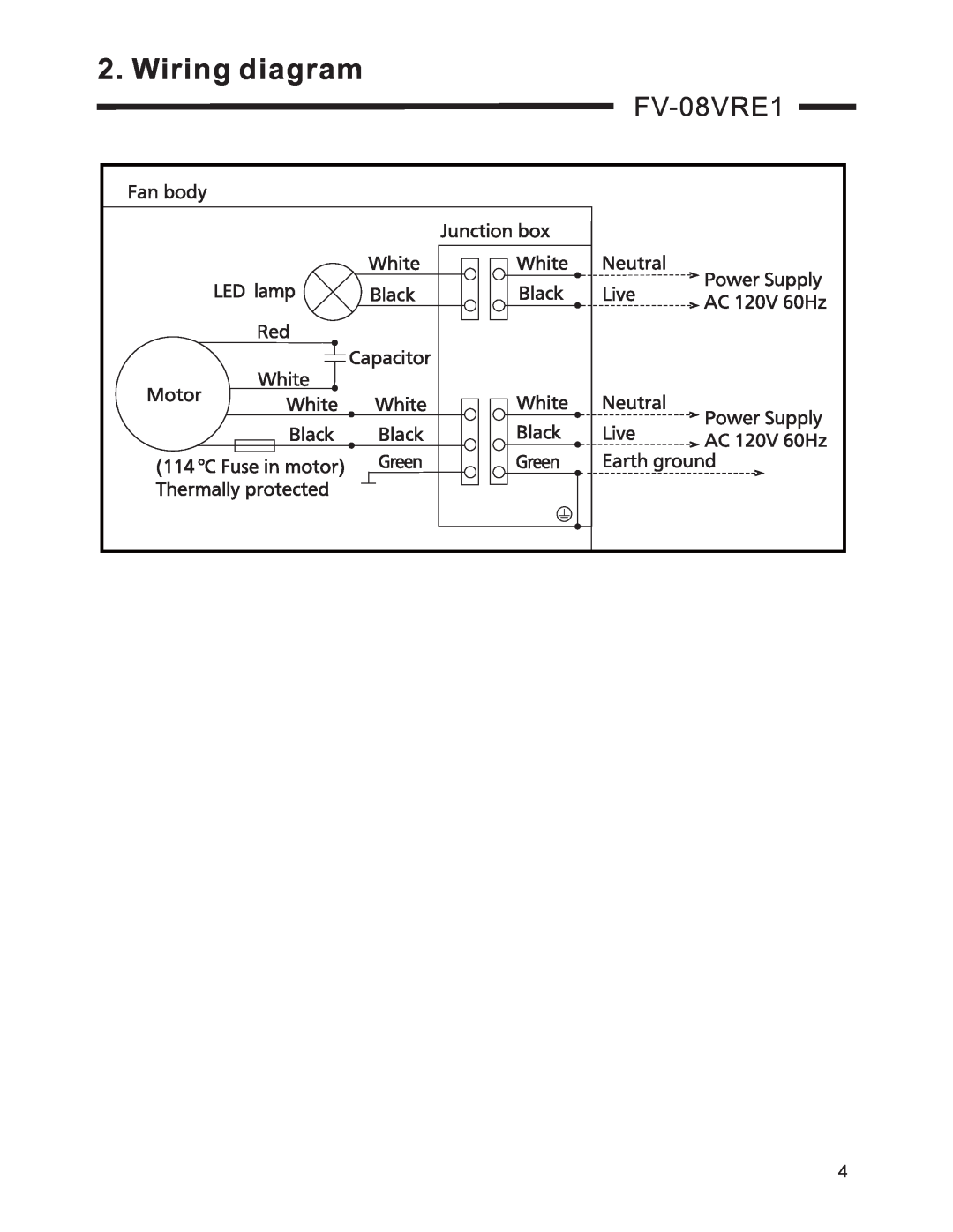 Panasonic FV-08VRE1 service manual Wiring diagram 