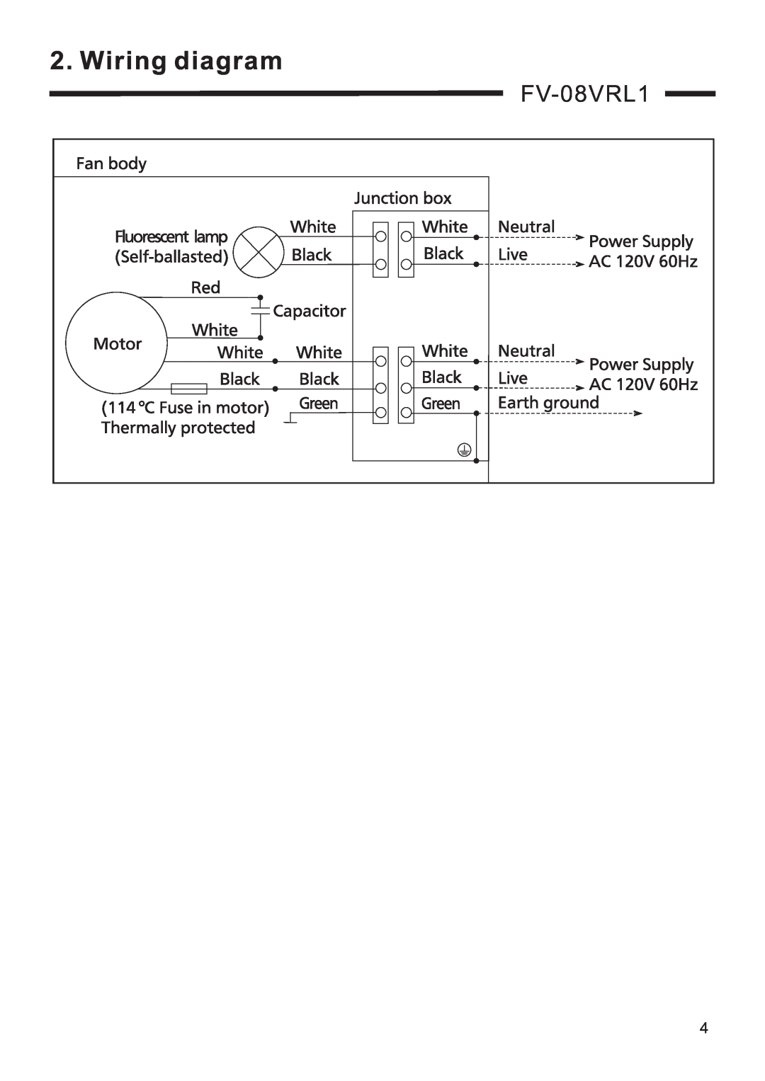 Panasonic FV-08VRL1 service manual Wiring diagram 