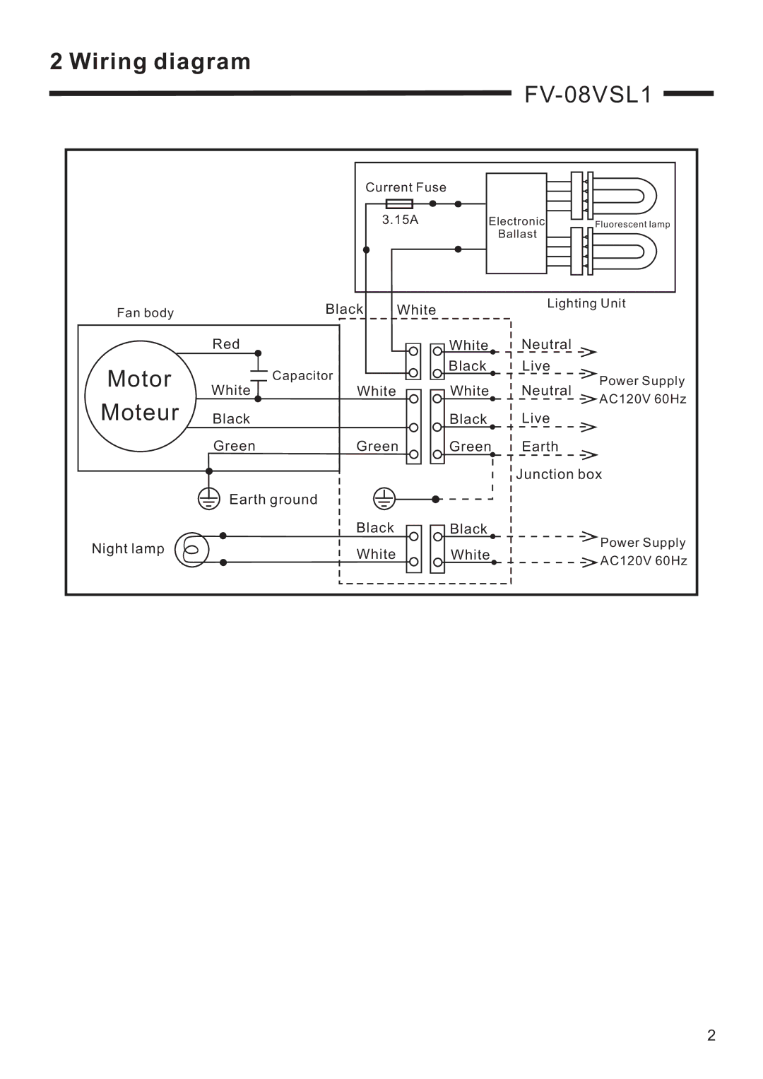 Panasonic FV-08VSL1 service manual Wiring diagram 