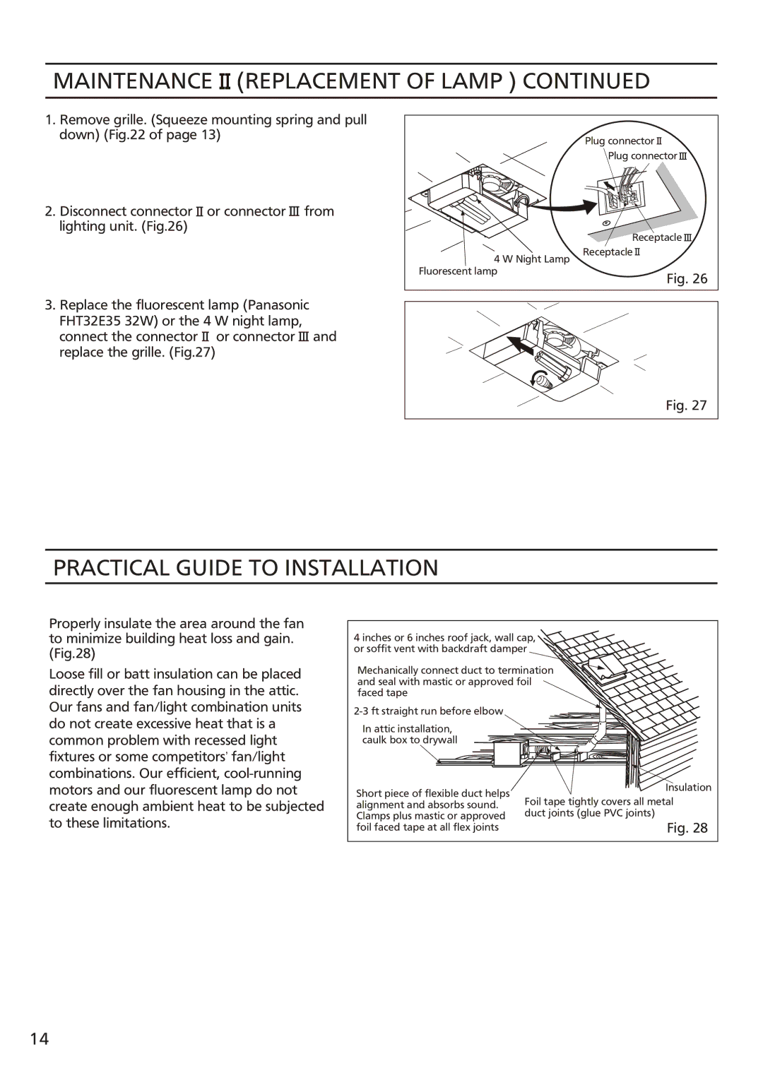 Panasonic FV-08vsl2 installation instructions Practical Guide to Installation 