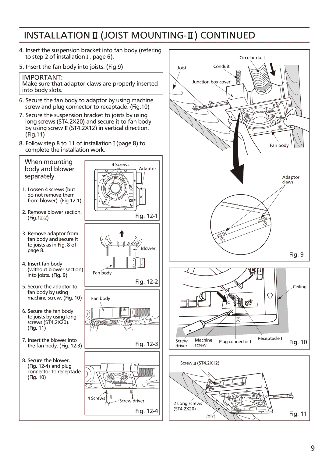 Panasonic FV-08vsl2 installation instructions When mounting body and blower separately 