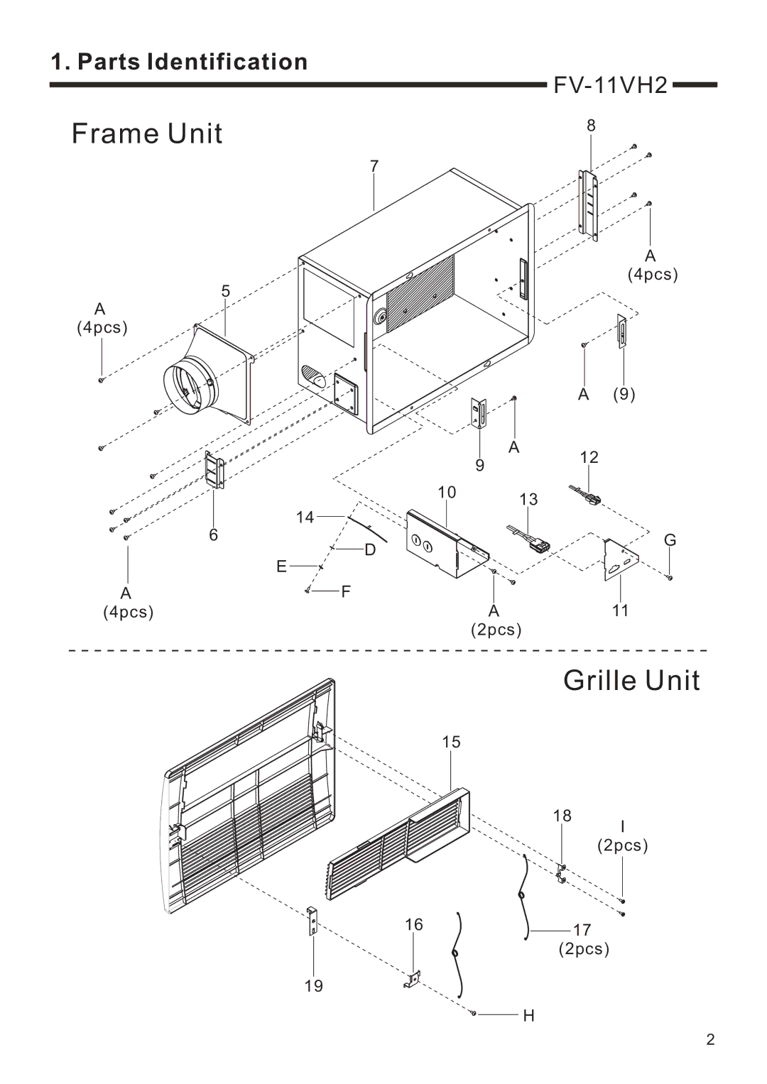 Panasonic FV-11VHL2, FV-11VH2 service manual Frame Unit 