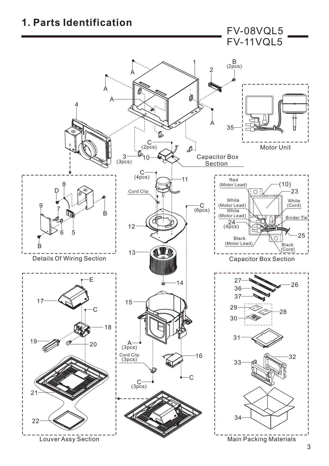 Panasonic FV-11VQ5, FV-15VQ5, FV-15VQL5, FV-08VQ5, FV-05VQ5 service manual FV-08VQL5 FV-11VQL5 