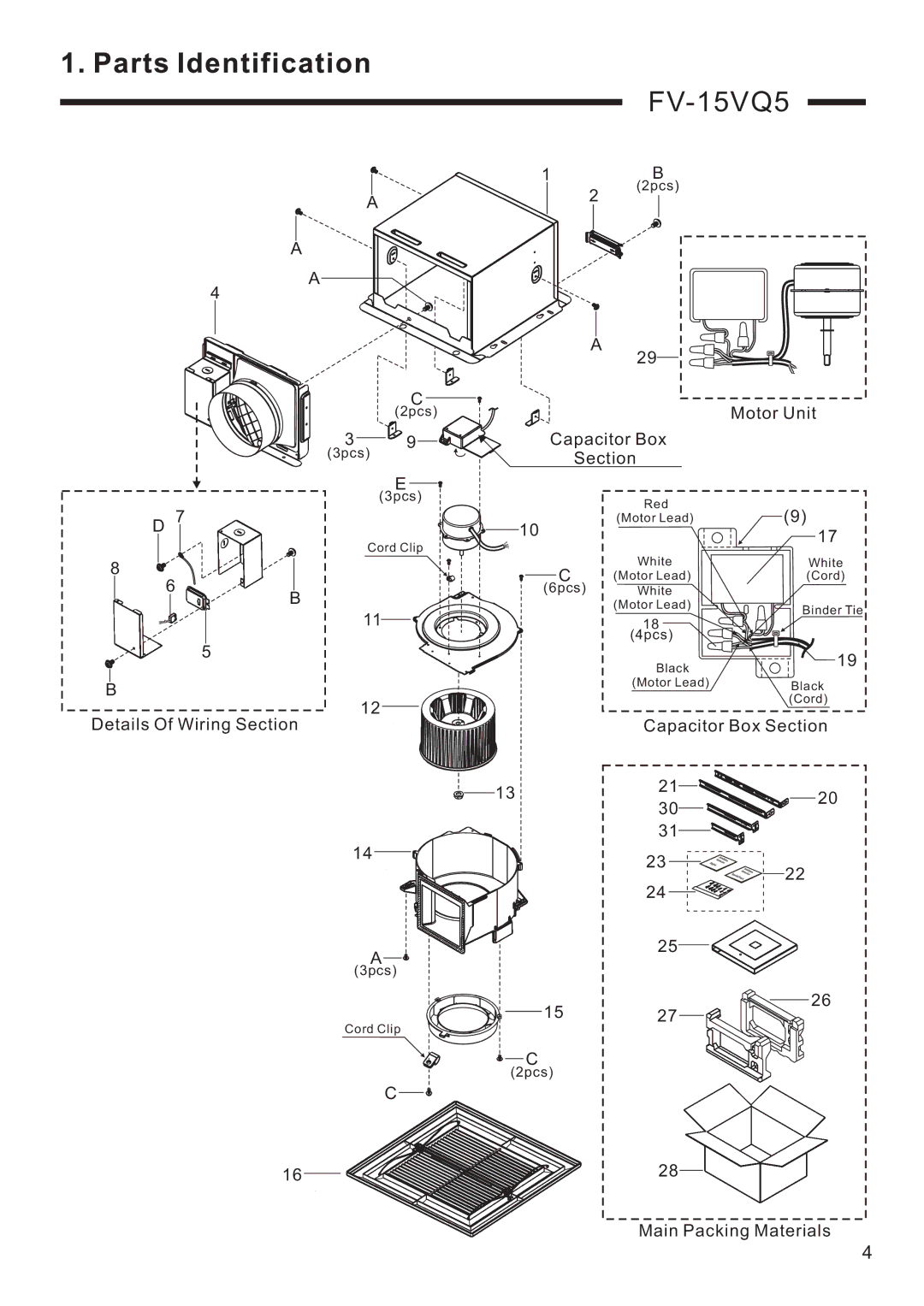 Panasonic FV-08VQ5, FV-11VQ5, FV-08VQL5, FV-15VQL5, FV-11VQL5, FV-05VQ5 service manual FV-15VQ5 