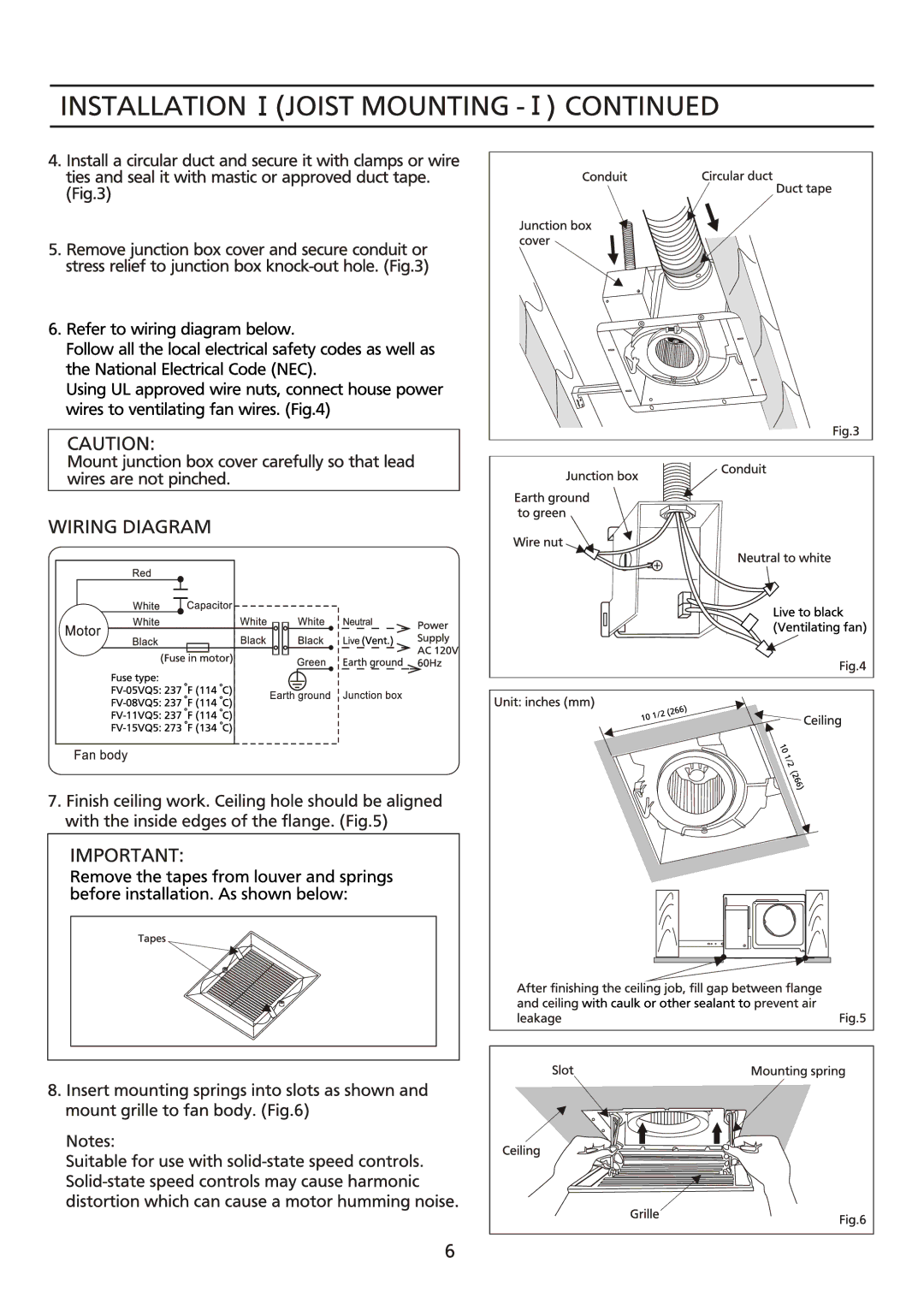 Panasonic FV-08VQ5, FV-11VQ5, FV-15VQ5, FV-05VQ5 manual 