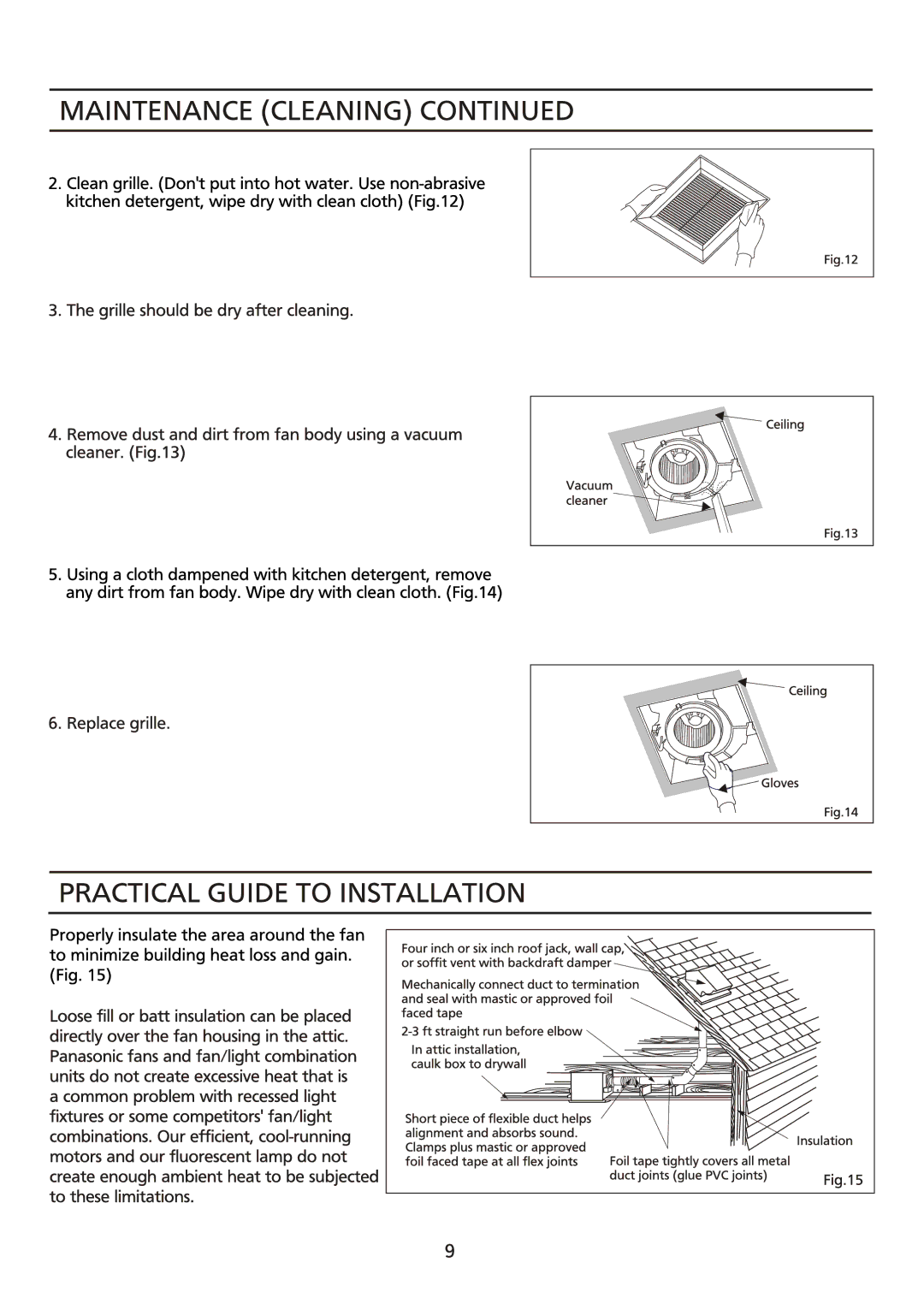 Panasonic FV-15VQ5, FV-11VQ5, FV-08VQ5, FV-05VQ5 manual 