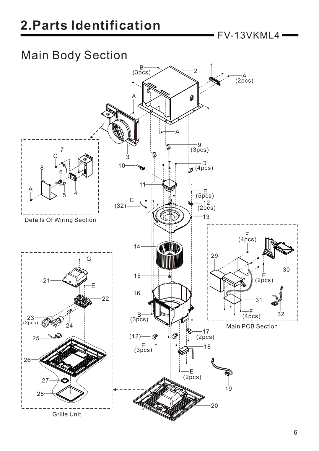 Panasonic FV-11VKL4, FV-13VKSL4, FV-08VKSL4, FV-08VKML4, FV-08VKL4 service manual FV-13VKML4 