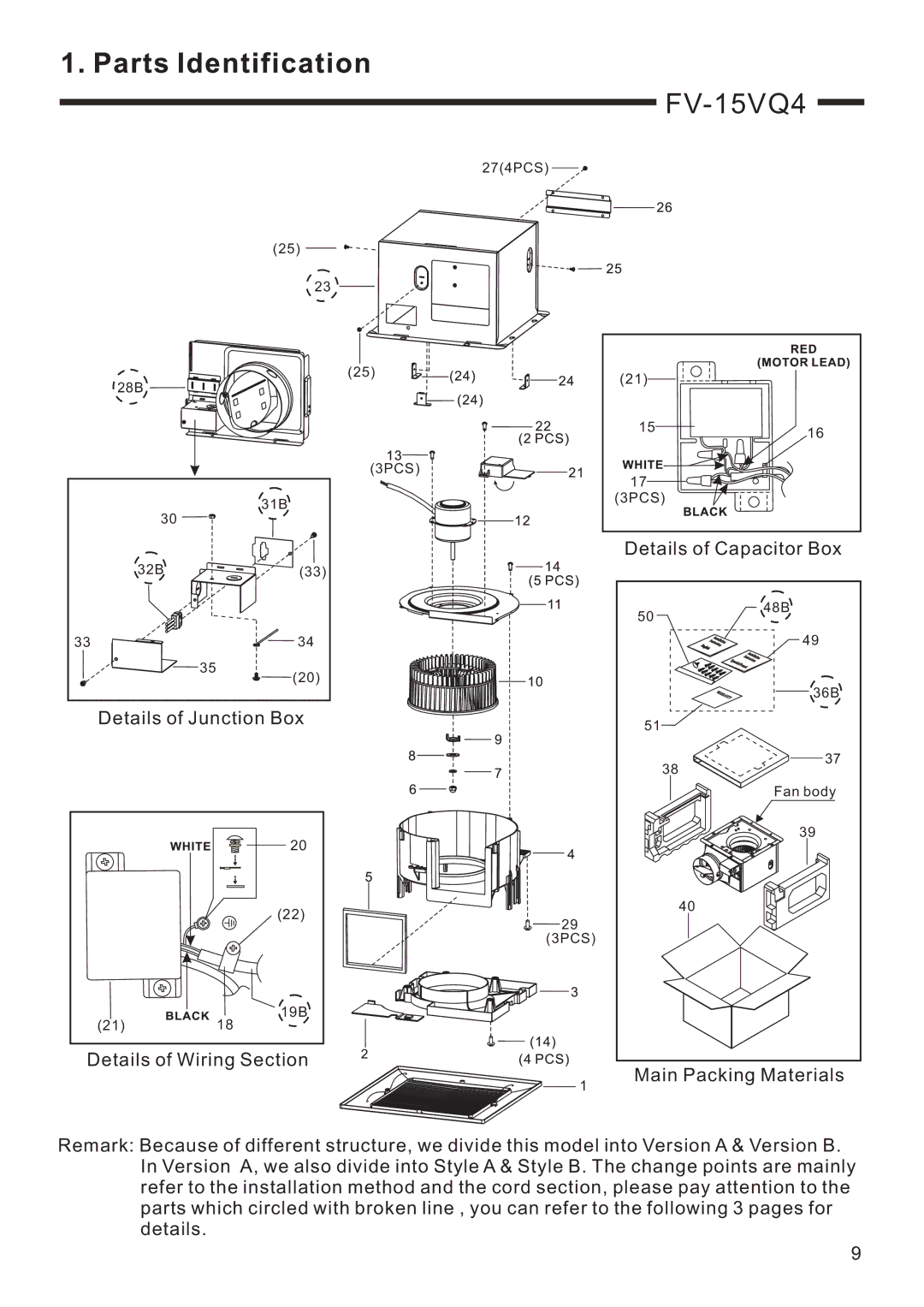 Panasonic FV-08VQ3, FV-11VQ3, FV-05VQ3 service manual FV-15VQ4 