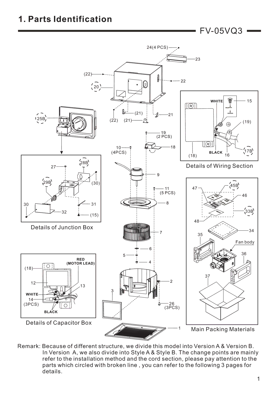 Panasonic FV-08VQ3, FV-15VQ4, FV-11VQ3 service manual FV-05VQ3, Details of Wiring Section 