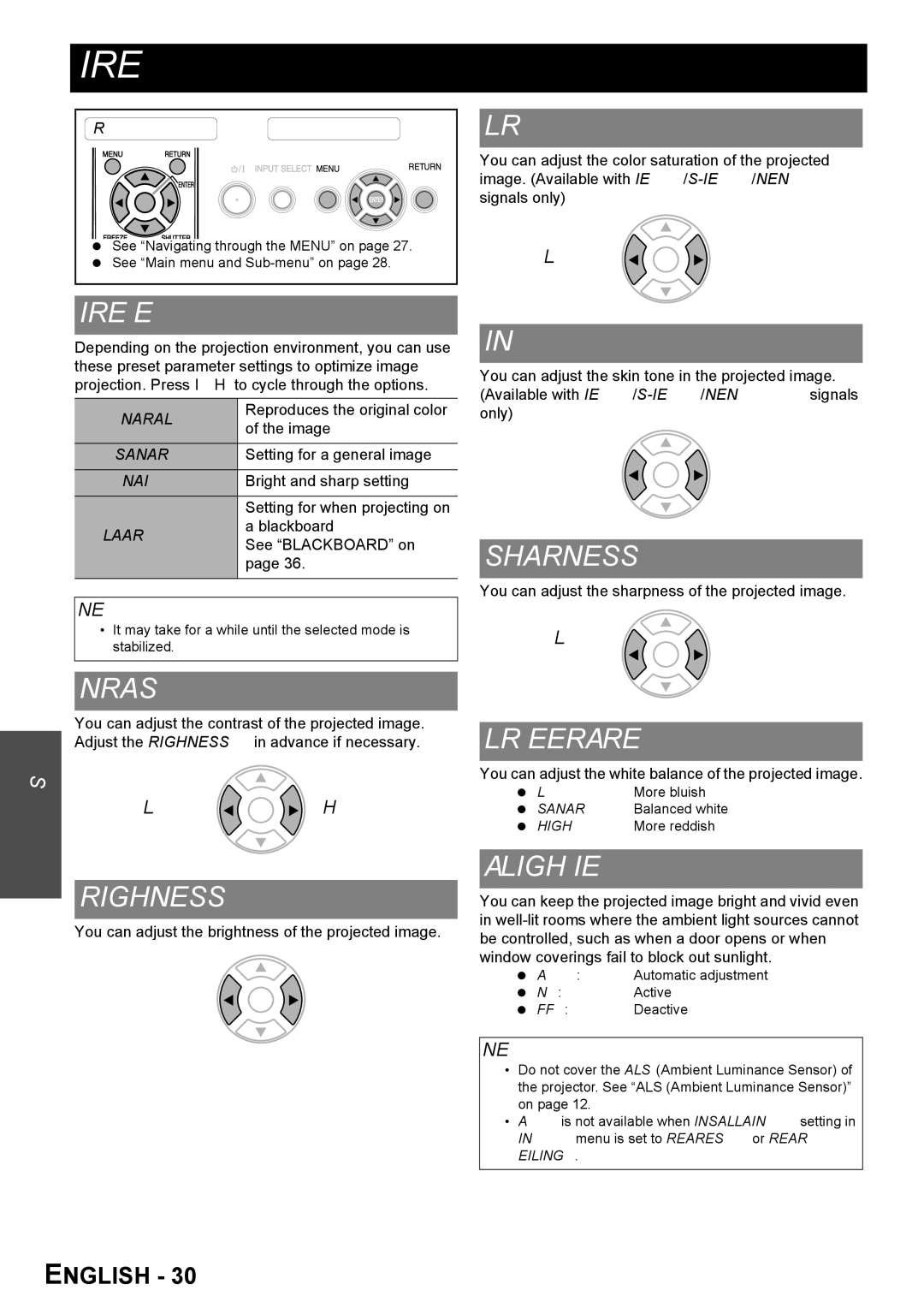 Panasonic FW100NTU manual Picture menu 