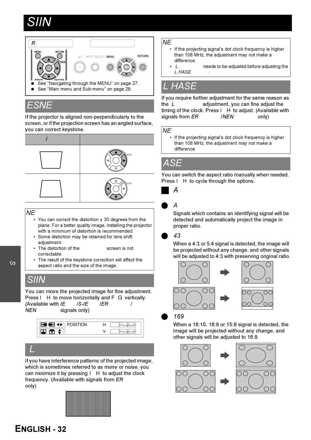 Panasonic FW100NTU manual Position menu 