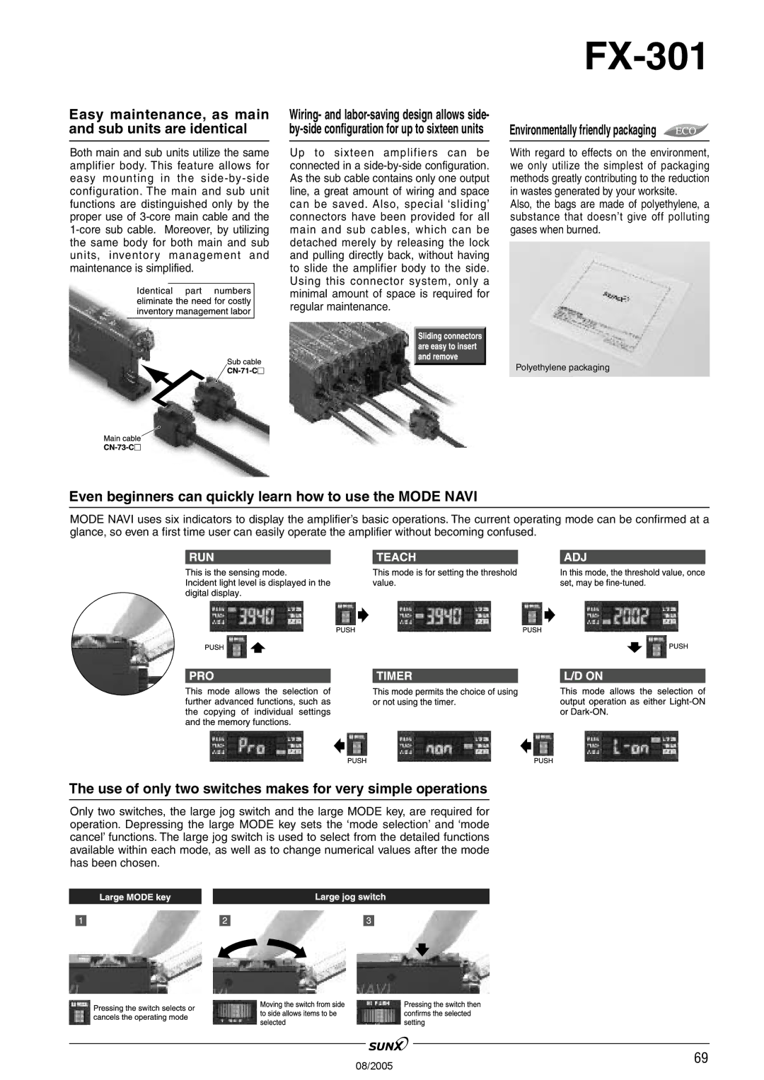 Panasonic FX-301 manual Easy maintenance, as main and sub units are identical, Environmentally friendly packaging 