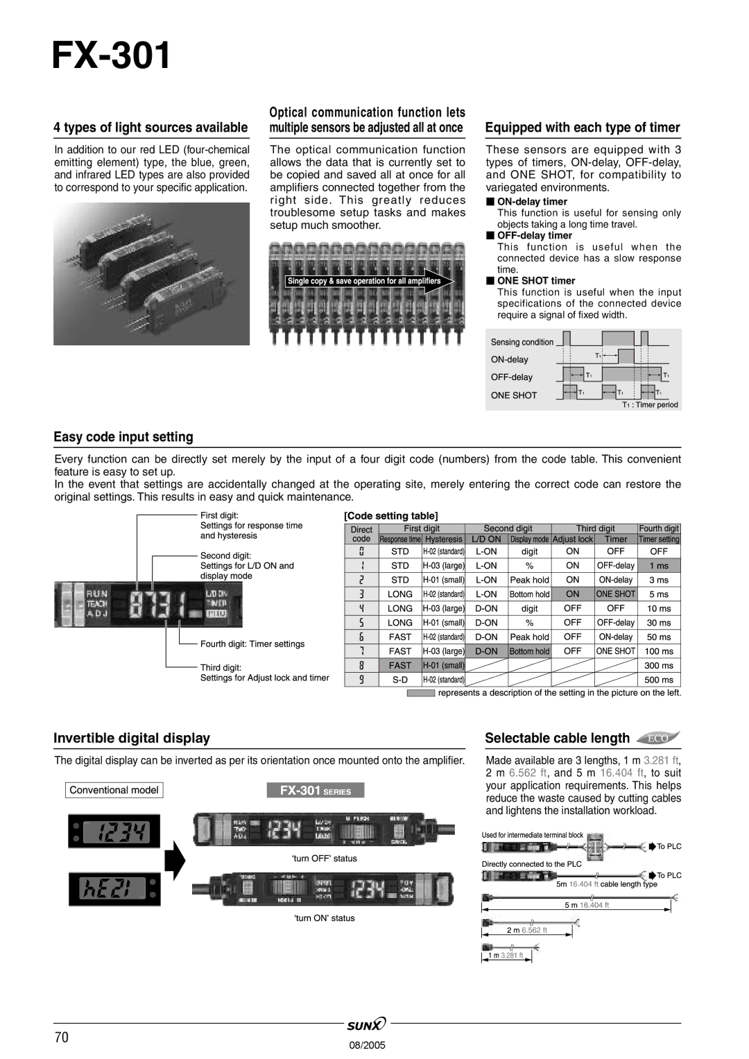 Panasonic FX-301 manual Equipped with each type of timer, Easy code input setting 