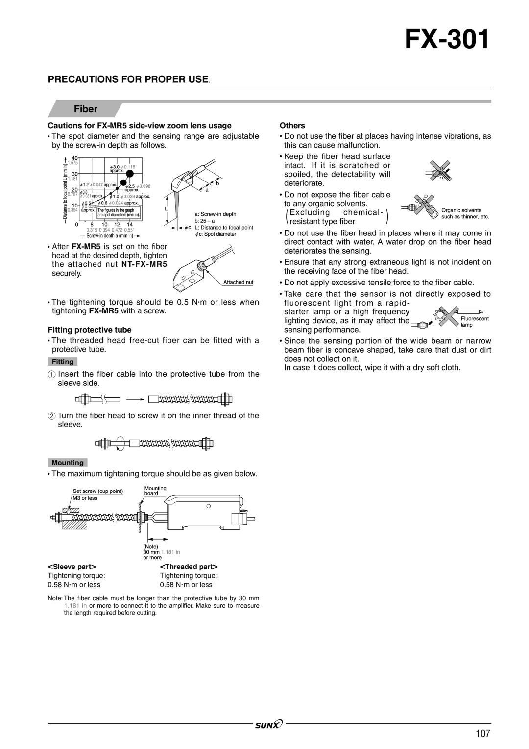 Panasonic FX-301 manual Fitting protective tube, Sleeve part, Tightening torque 58 N m or less 