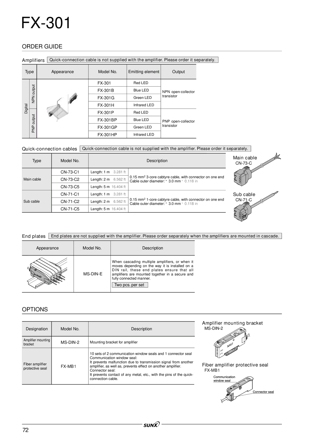 Panasonic FX-301 manual Order Guide, Options 