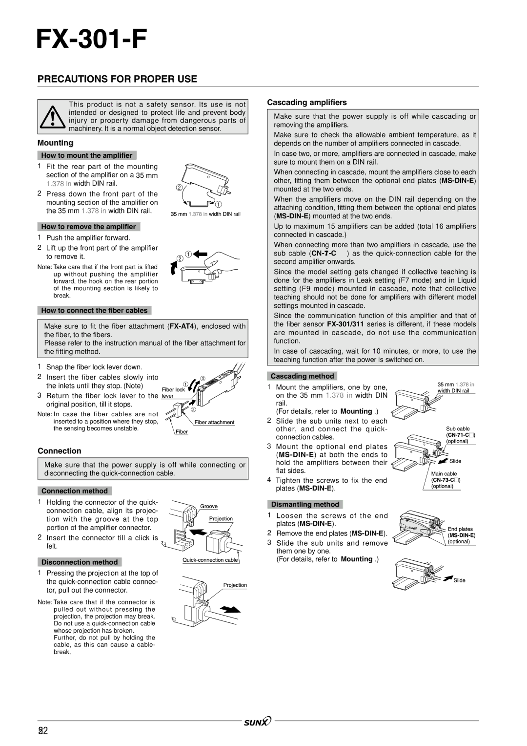 Panasonic FX-301 manual Precautions for Proper USE, Dismantling method 