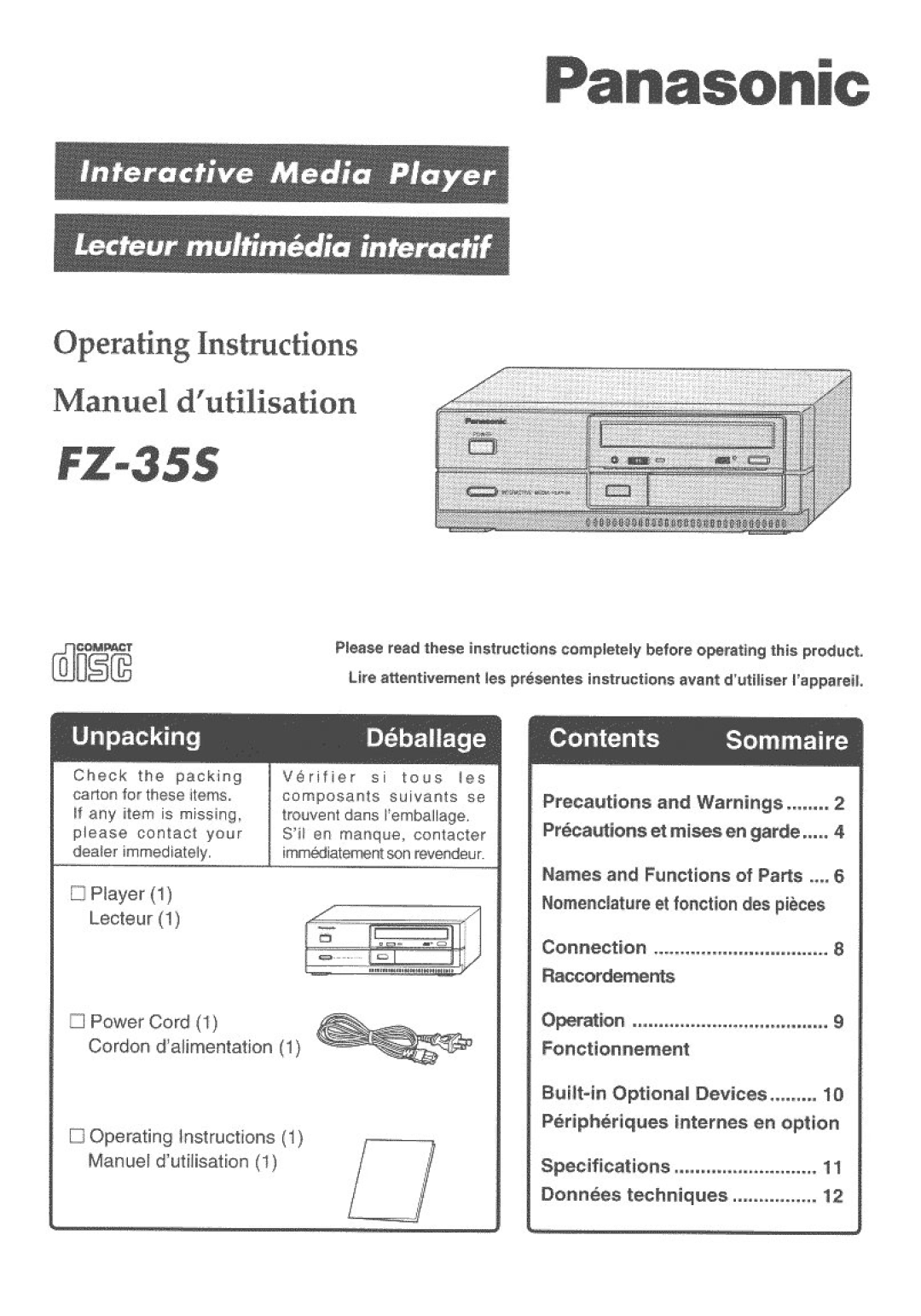 Panasonic FZ-35S manual 