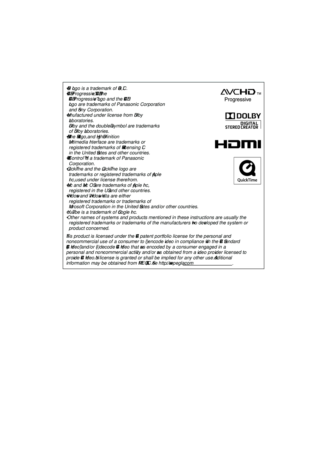 Panasonic DMCFZ150K owner manual Hdavi Control is a trademark of Panasonic Corporation 