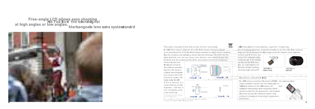 Panasonic G1 manual Open standard that led to the mirror-less body, Lumix G lenses Superior portability, superior rendering 