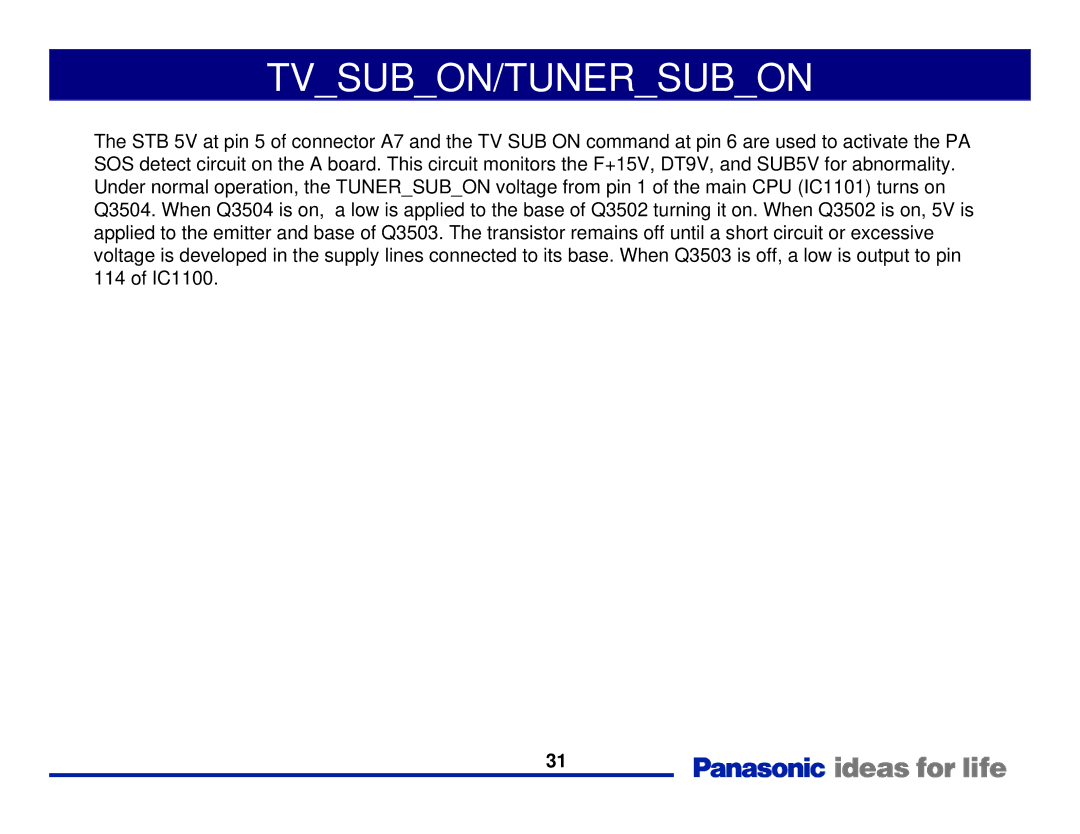 Panasonic Generation Plasma Display Television manual Tvsubon/Tunersubon 