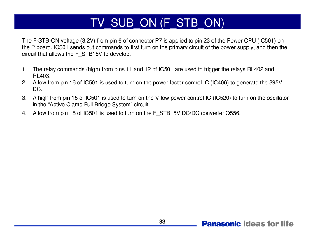 Panasonic Generation Plasma Display Television manual Tvsubon Fstbon 