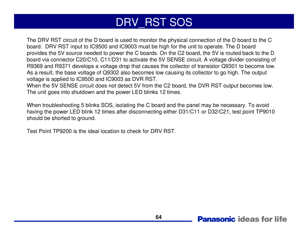 Panasonic Generation Plasma Display Television manual Drvrst SOS 