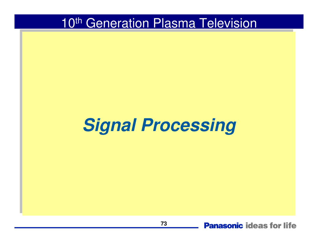 Panasonic Generation Plasma Display Television manual Signal Processing 