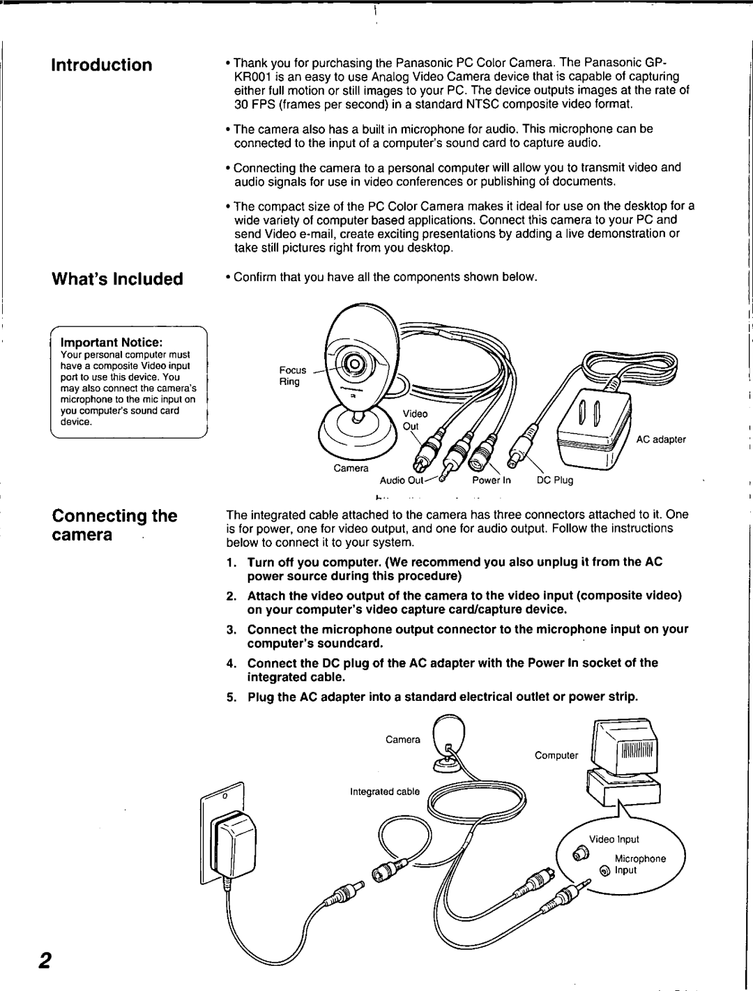 Panasonic GP-KR001 manual 