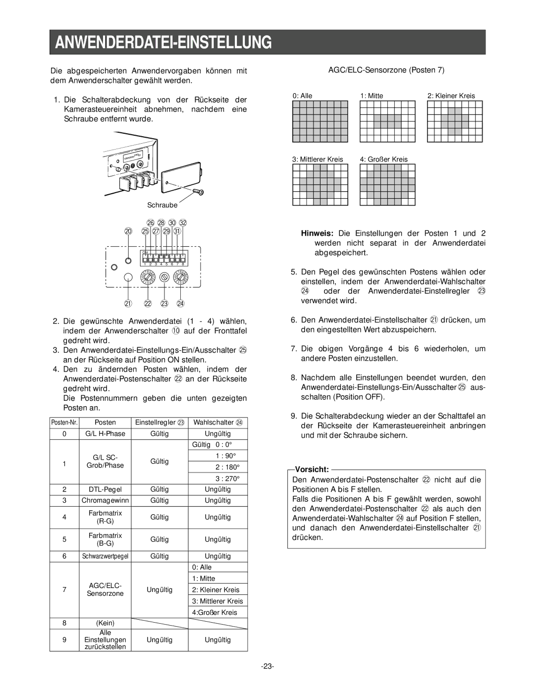 Panasonic GP-KS1000E manual Anwenderdatei-Einstellung 