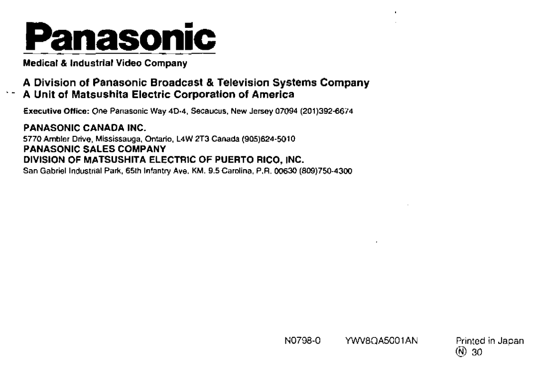 Panasonic GP-MF130 manual 