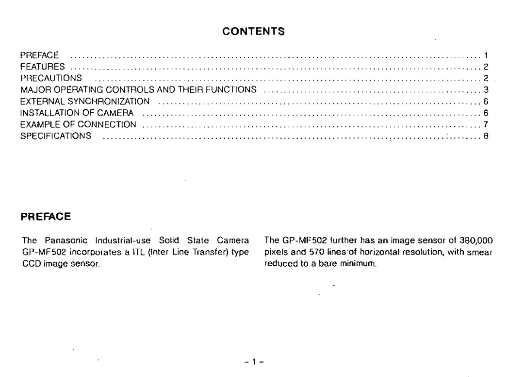 Panasonic GP-MF502 manual 