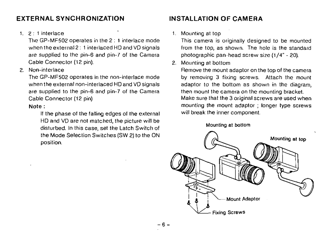 Panasonic GP-MF502 manual 