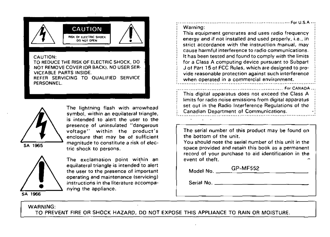 Panasonic GP-MF552 manual 