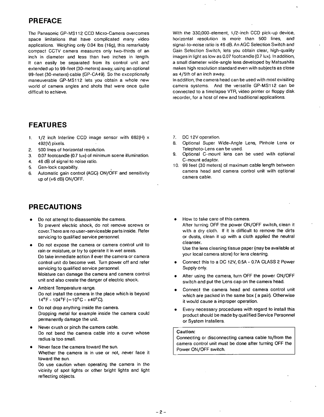 Panasonic GP-MS112 manual 