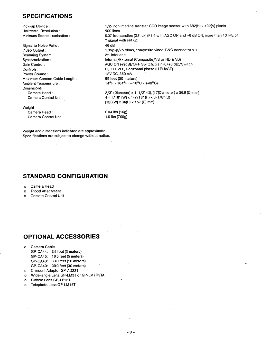 Panasonic GP-MS112 manual 