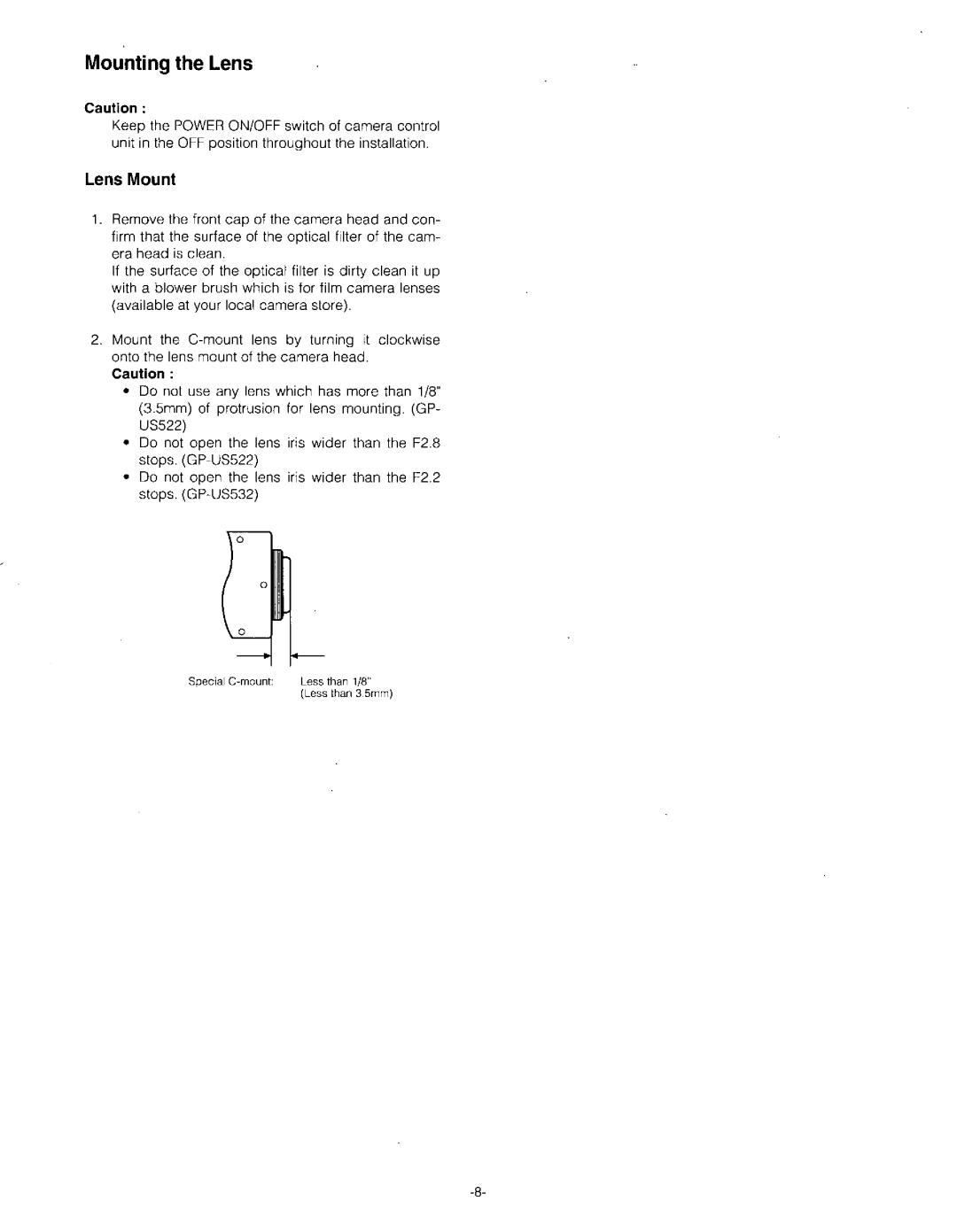 Panasonic GP-US522CU, GP-US522H, GP-US532H manual 