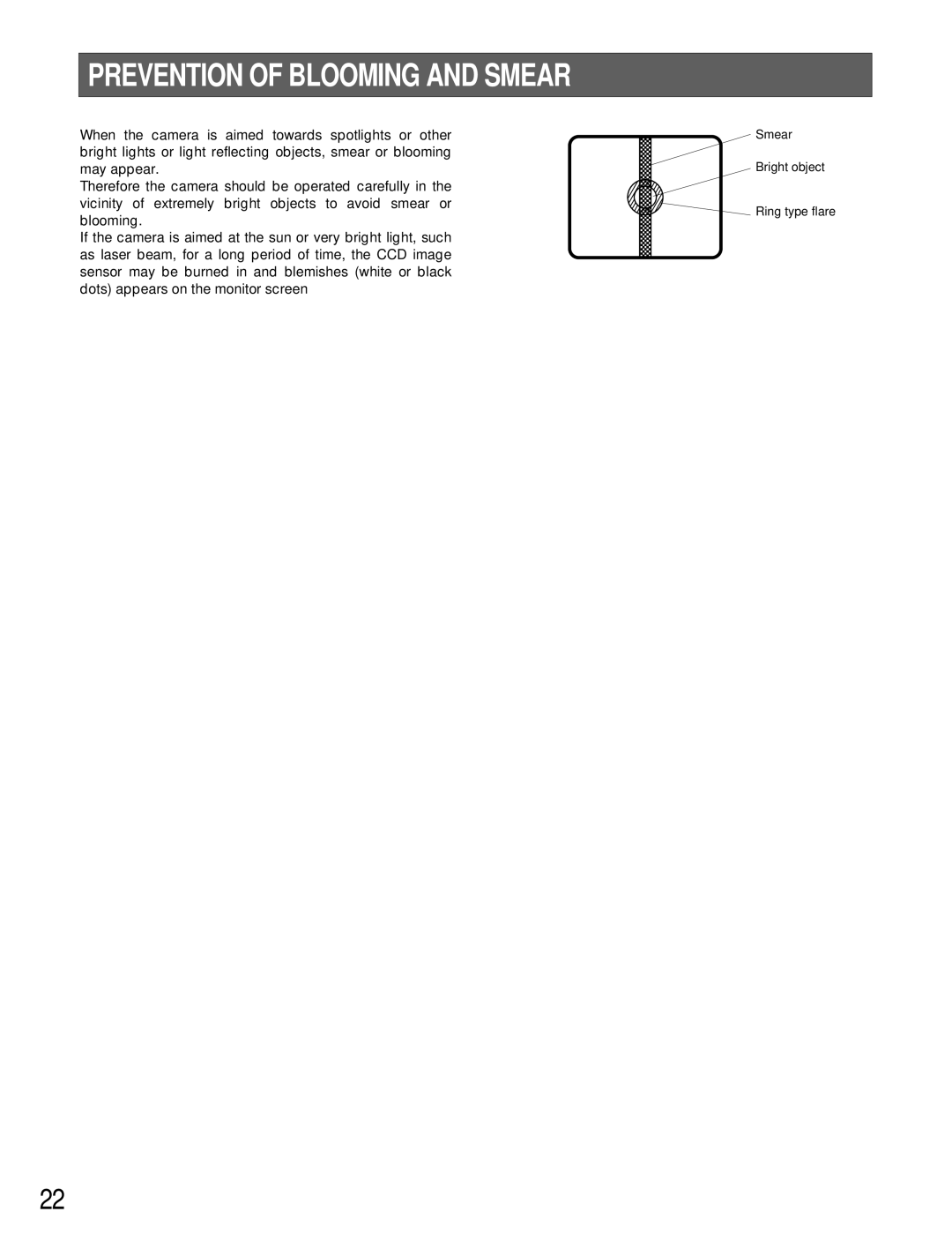 Panasonic GP-US522HA, GP-US532HA operating instructions Prevention of Blooming and Smear 