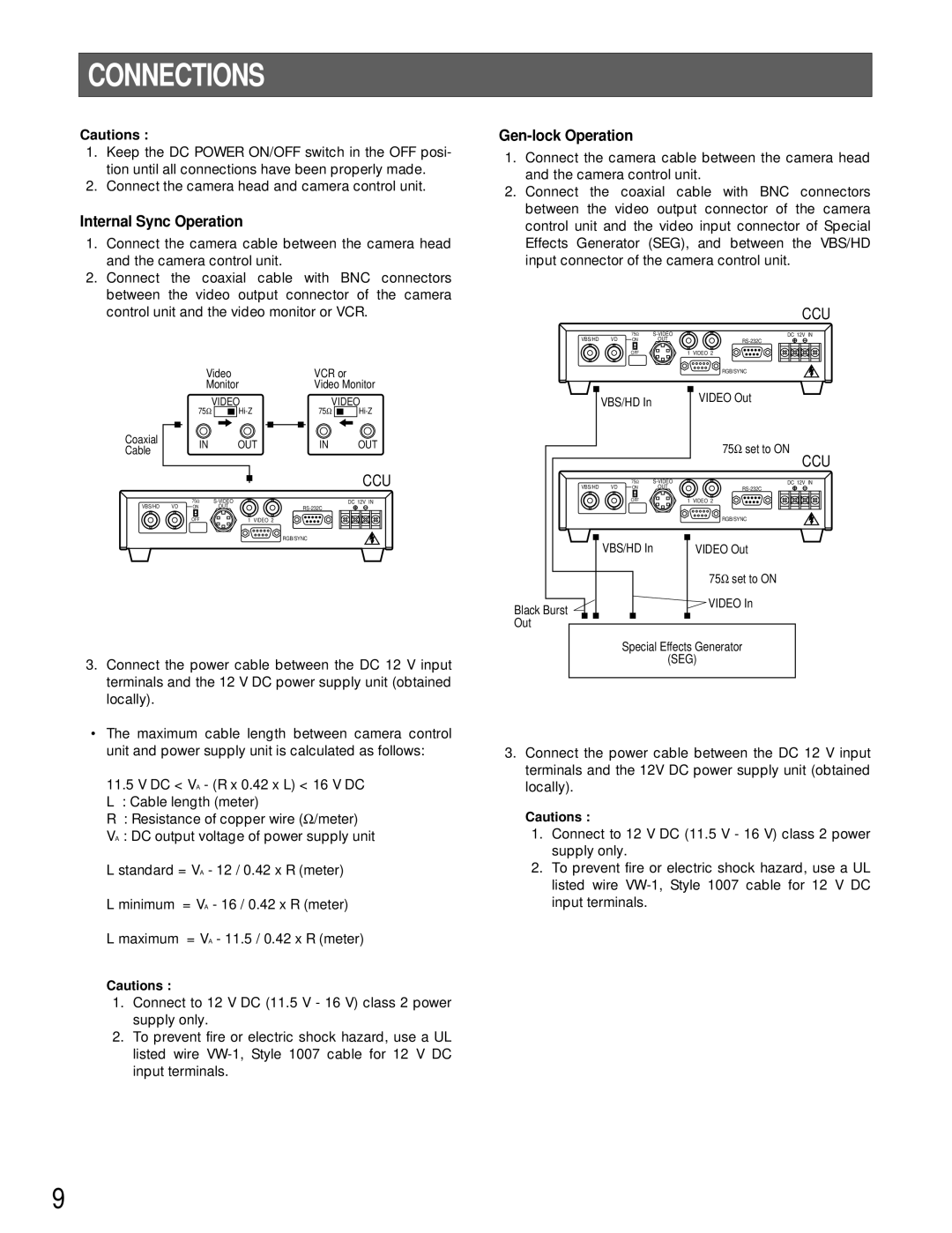 Panasonic GP-US532HA, GP-US522HA operating instructions Connections, Internal Sync Operation 