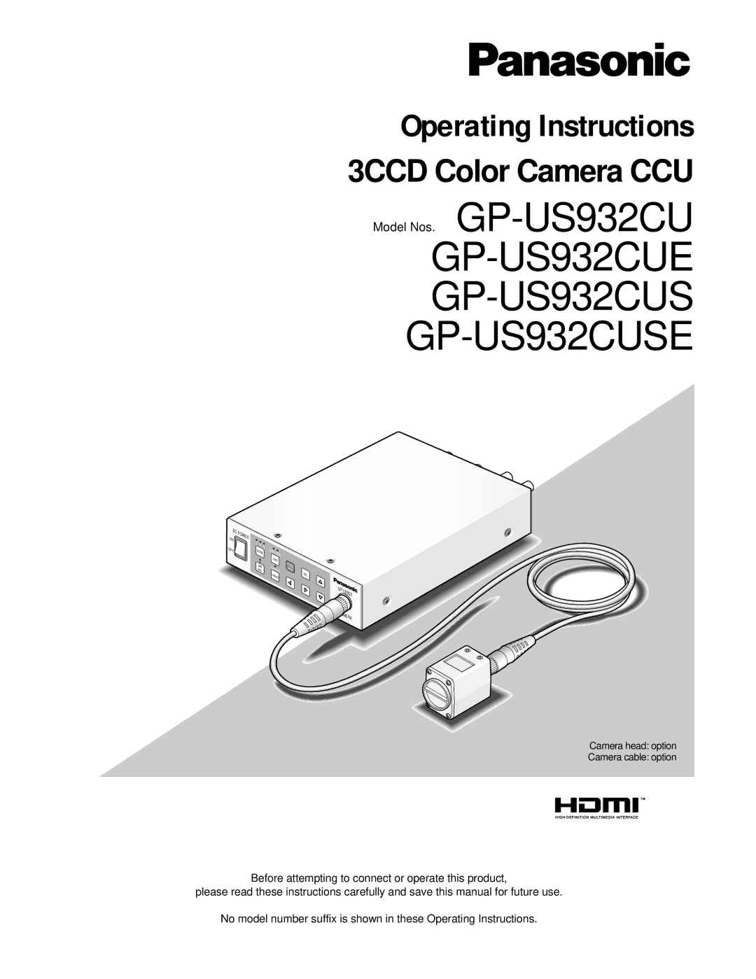 Panasonic GP-US932CUS, GP-US932CUE operating instructions Operating Instructions 