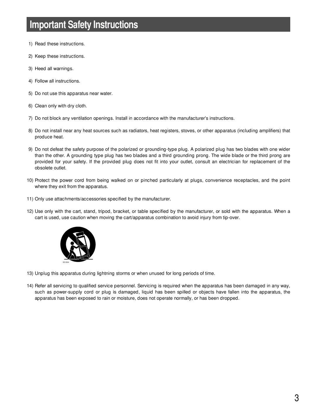 Panasonic GP-US932CU, GP-US932CUE, GP-US932CUS, GP-US932CUSE operating instructions Important Safety Instructions 