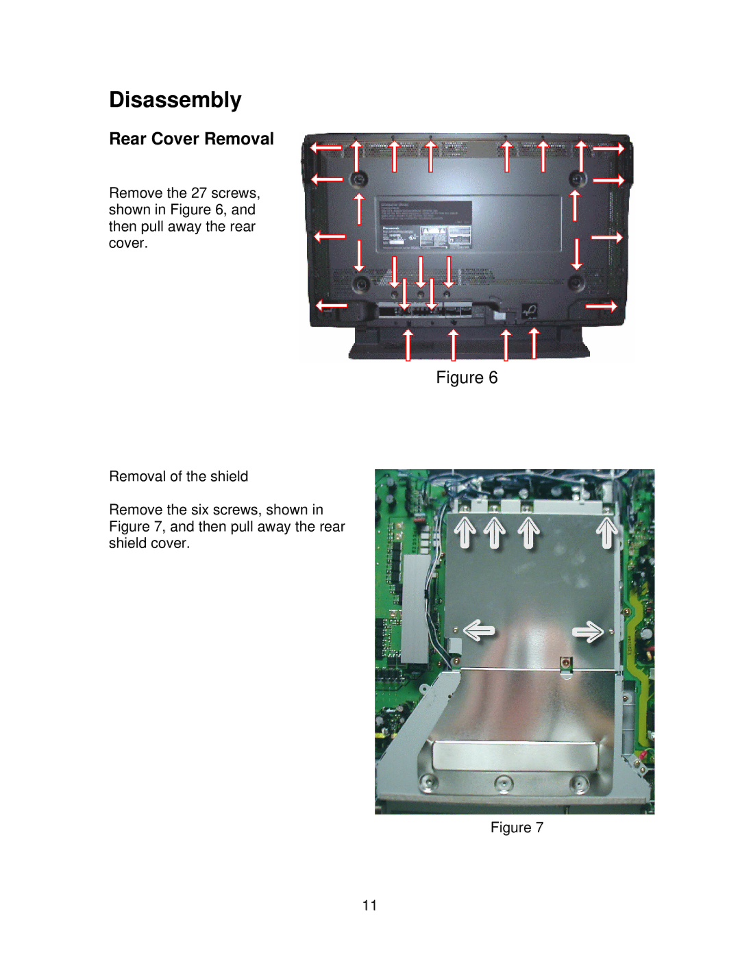 Panasonic TH50PHW5, GPH5D, TH50PHD5 manual Disassembly, Rear Cover Removal 