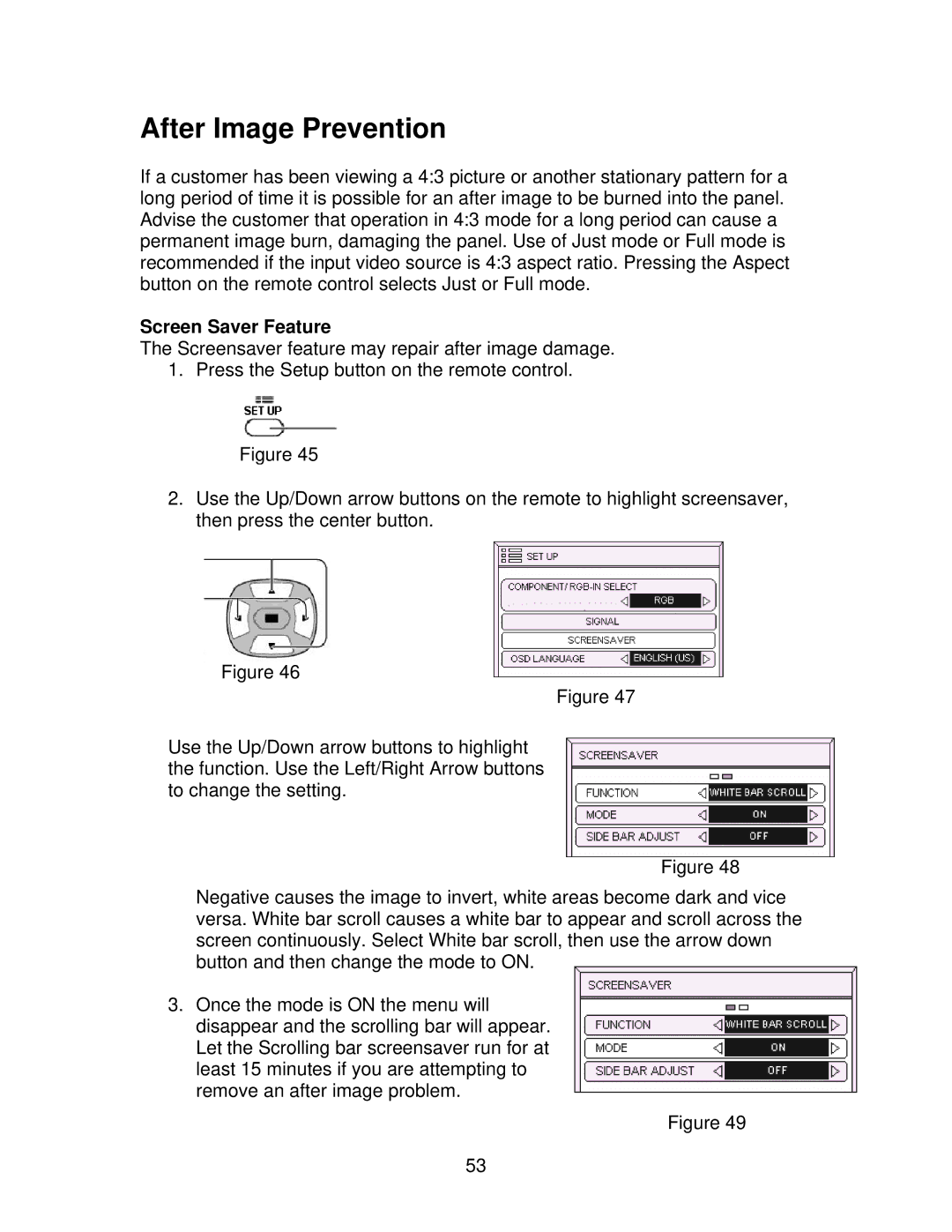 Panasonic TH50PHW5, GPH5D, TH50PHD5 manual After Image Prevention, Screen Saver Feature 