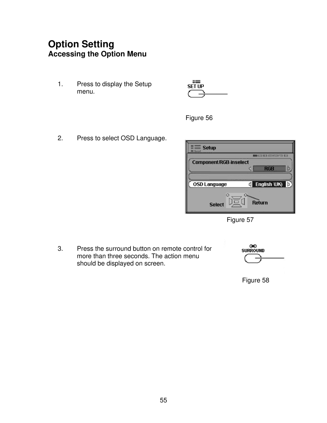 Panasonic GPH5D, TH50PHW5, TH50PHD5 manual Option Setting, Accessing the Option Menu 