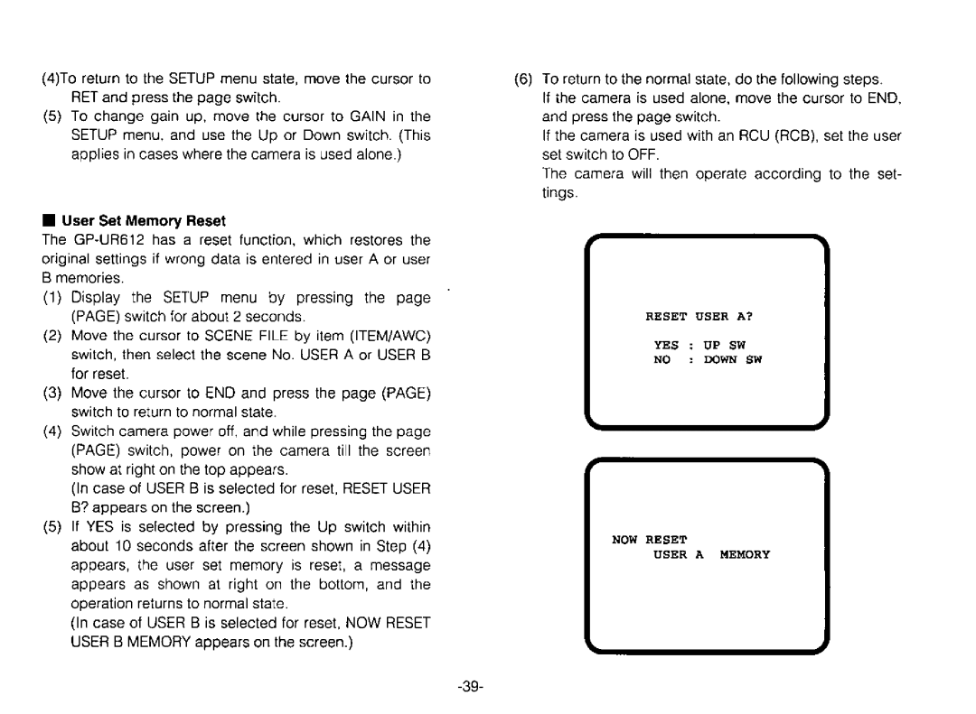 Panasonic GPUR612 manual 