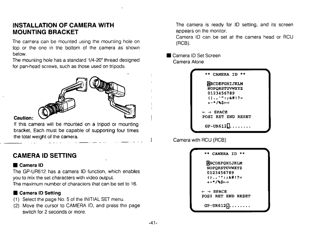 Panasonic GPUR612 manual 