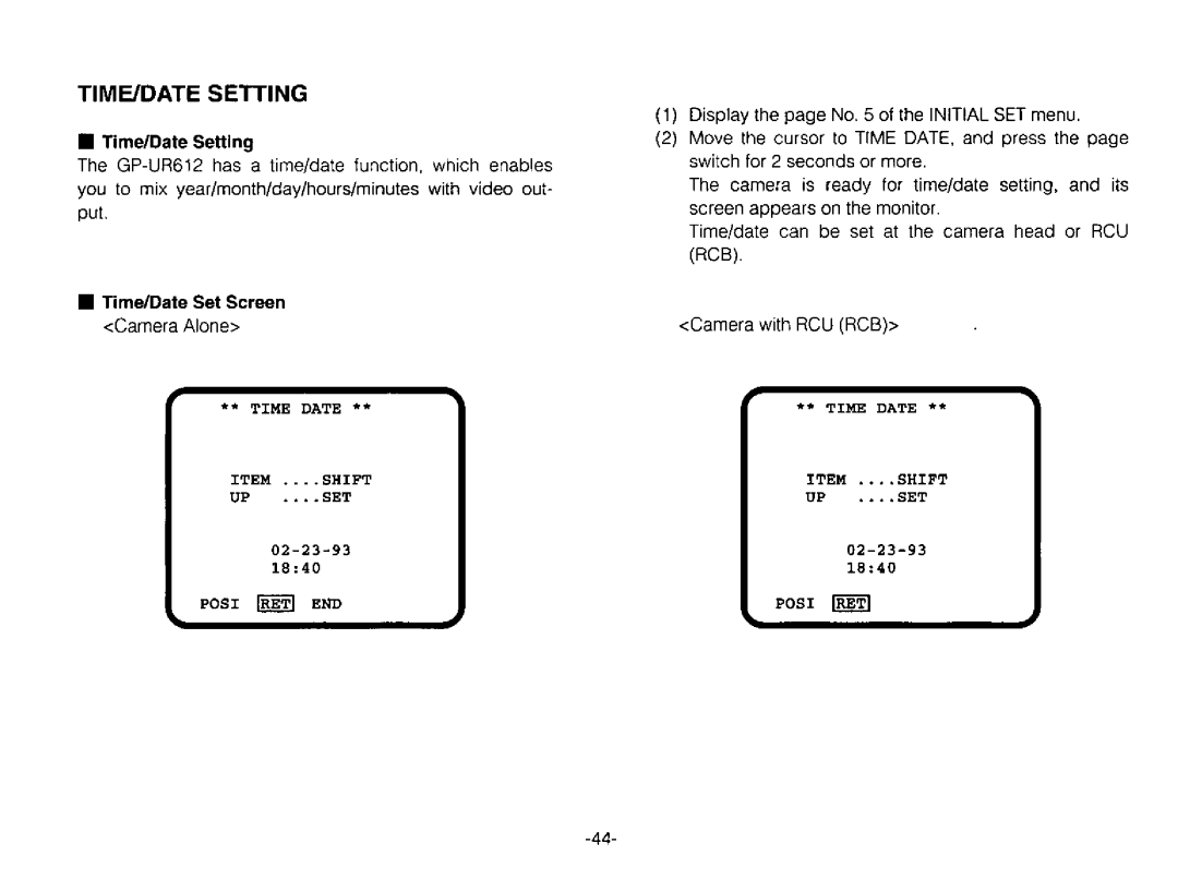 Panasonic GPUR612 manual 