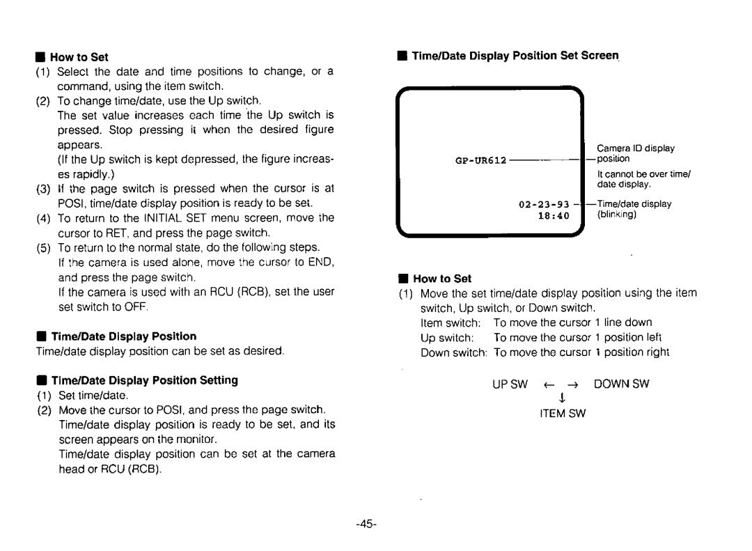 Panasonic GPUR612 manual 