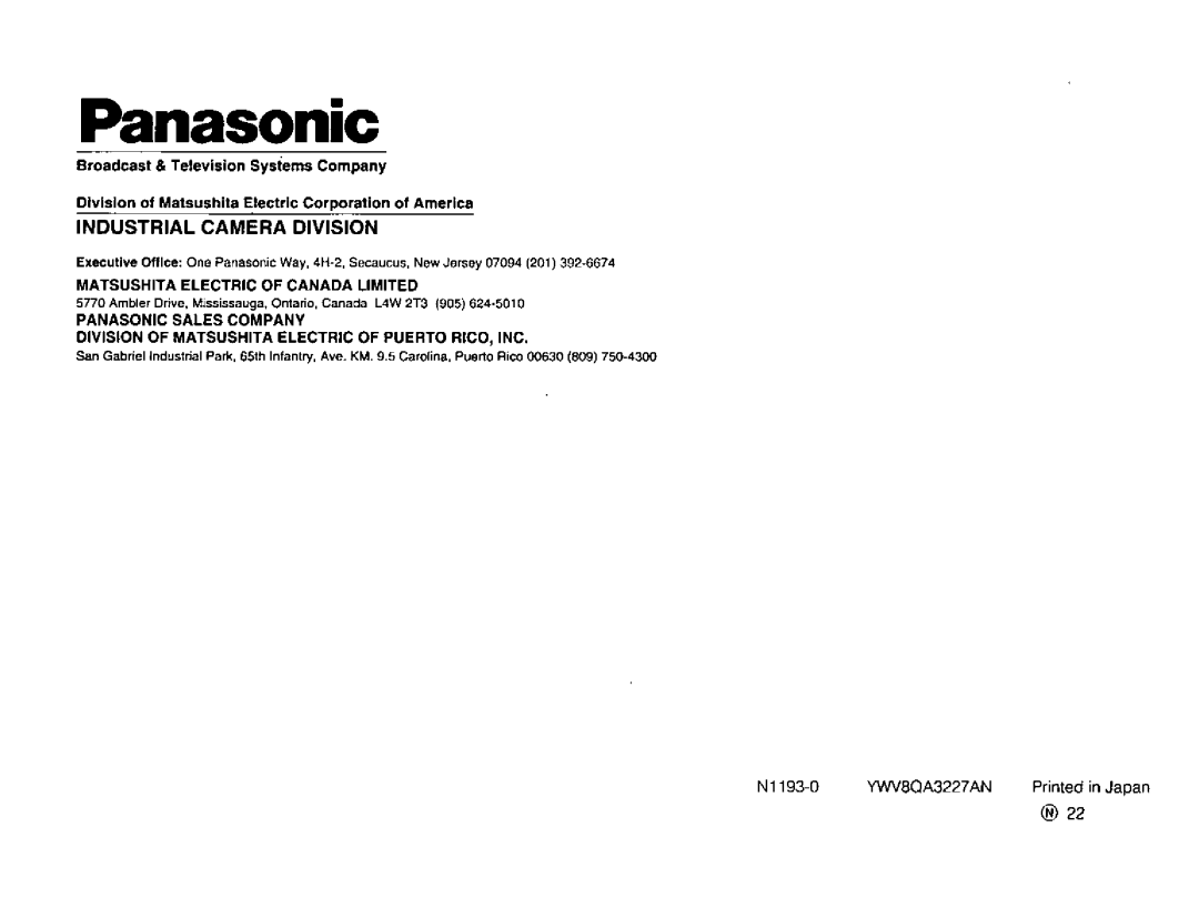 Panasonic GPUR612 manual 