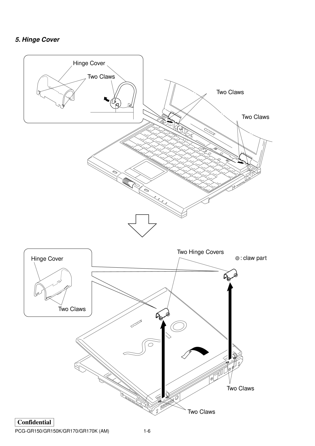 Panasonic PCG-GR150, GR170K, GR150K service manual Hinge Cover 