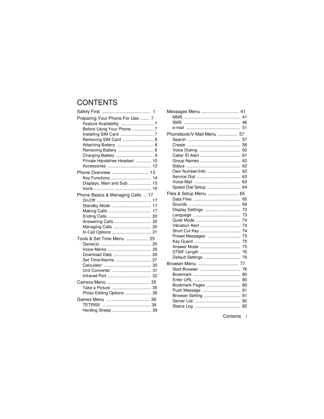 Panasonic GU87 manual Contents 